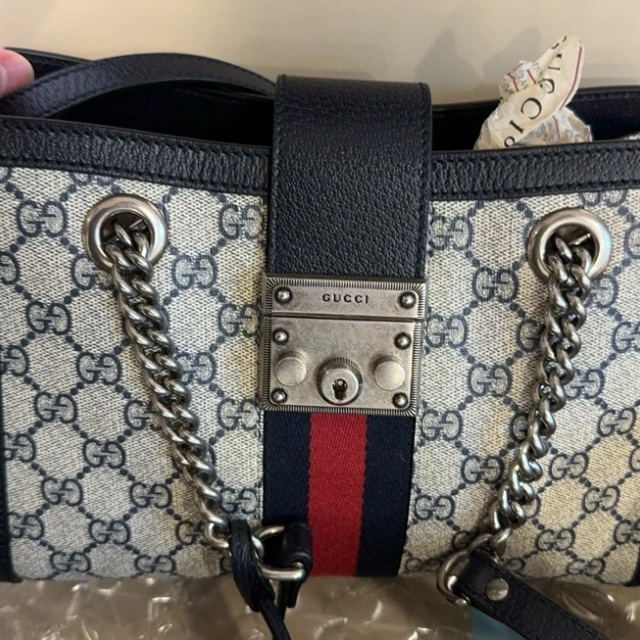 95新 GUCCI/古驰 padlock/焦糖色马衔扣/小号/托特包/新款