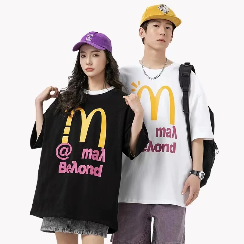 M潮牌简约字母印花短袖t恤情侣装宽松半袖上衣体恤【24-208款】