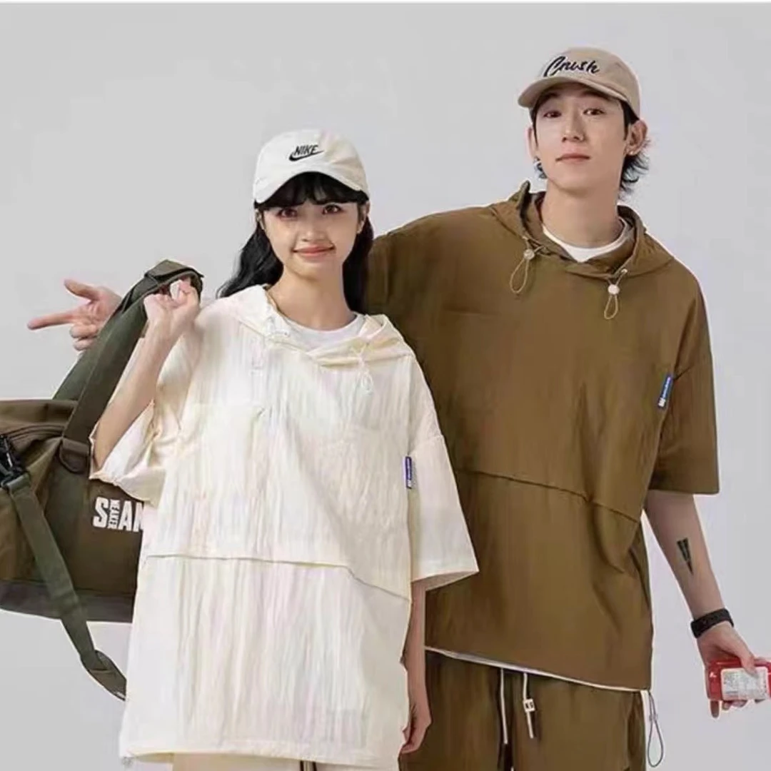 夏季速干时尚宽松运动连帽透气情侣T恤【23-Y36】