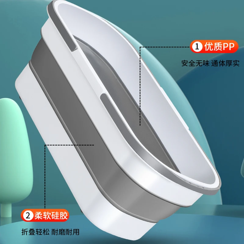 拖把桶长方形可折叠加大尺寸滚轮式软耐用手提大号储水家用硅胶