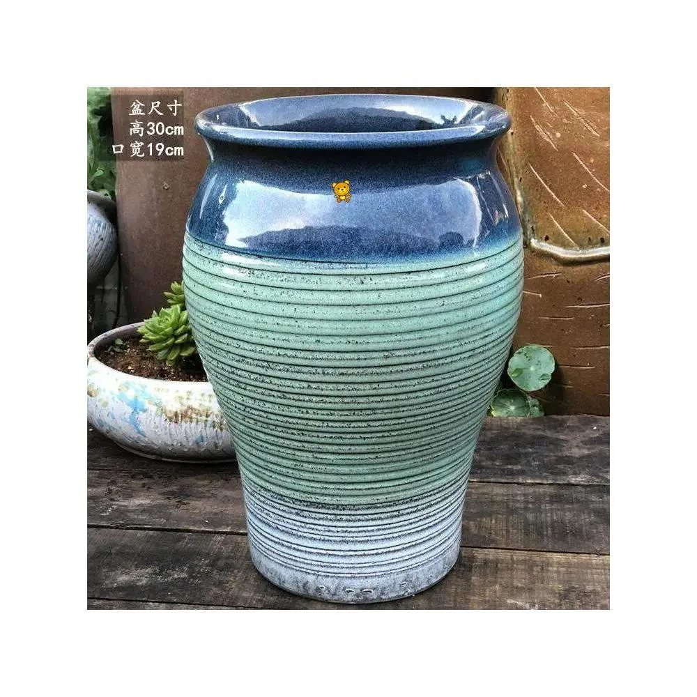 九尾狐花盆手工粗陶高大陶罐多肉法师老桩花卉玉坠植物直筒盆