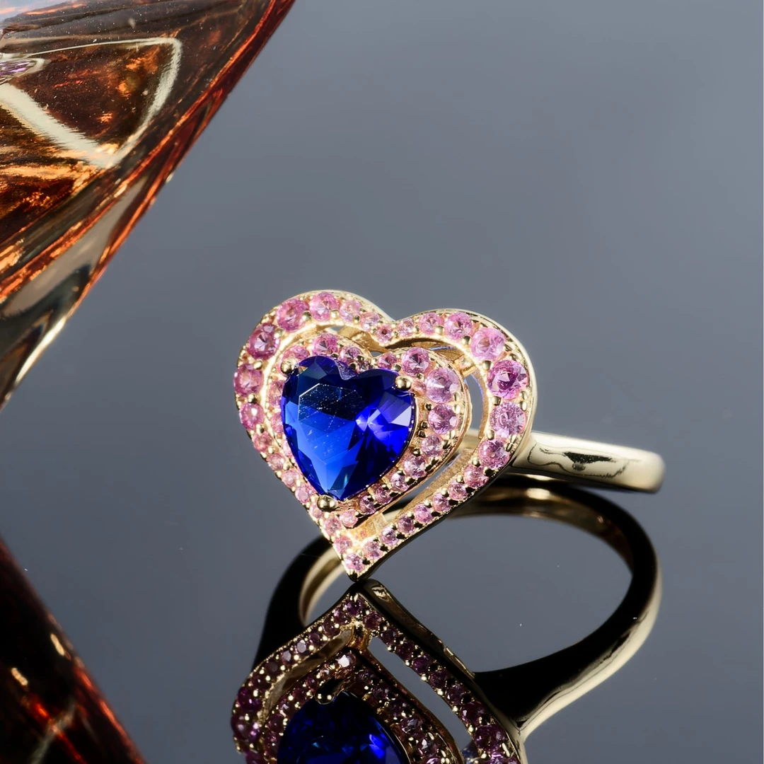 925银合成锆石戒指 WBLH乌巴拉花爱心款戒指轻奢气质精致