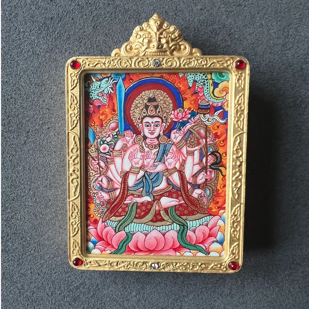 热贡纯手绘唐卡 准提佛母 色彩艳丽 画风细腻 细节满满 收藏款