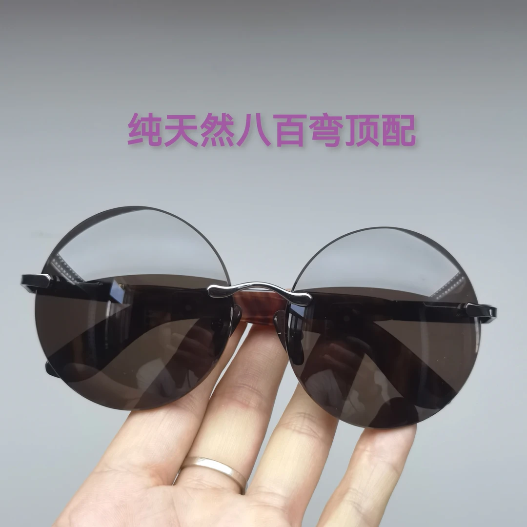 纯天然水晶石头镜男士复古大黑碳太阳镜，遮阳防晒养眼润目