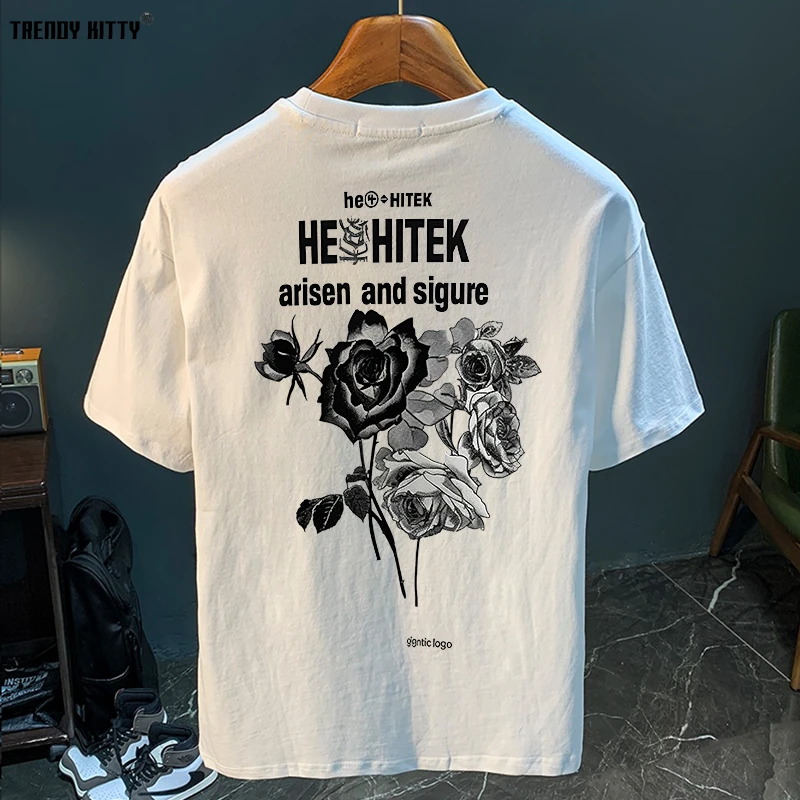 男士短袖T恤爆款2025新款爆款半袖印花重磅美式男女同款夏季上衣