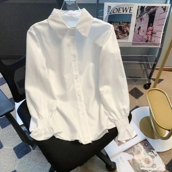 经典时尚~经典百搭纯白款白衬衫 S0619