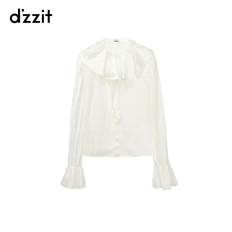 【驯龙高手联名款】dzzit地素字母提花衬衫长袖上衣女3I1C410