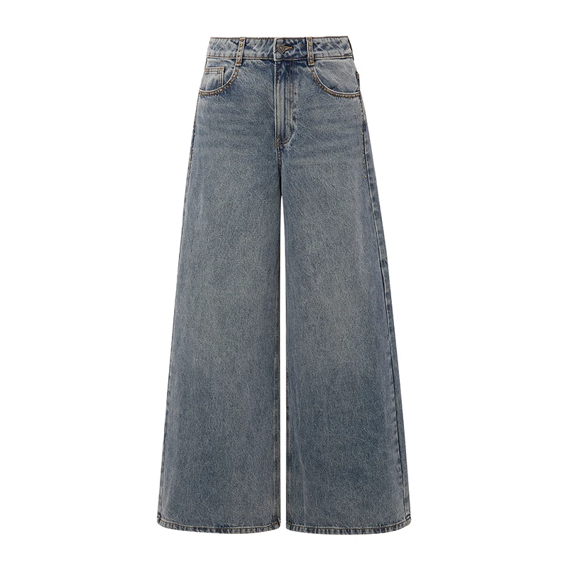 0046dzzit地素牛仔阔腿裤夏季新高街潮流棉质宽松长裤3I2R810