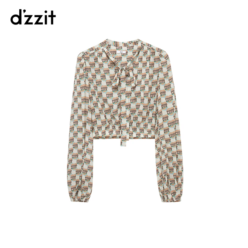 【专属】dzzit地素花布雪纺上衣春秋法式浪漫轻薄印花长袖衬衫女