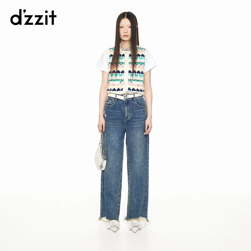 258【赵老板专属】【薄荷曼波】dzzit地素针织爱心提花短无袖毛衫