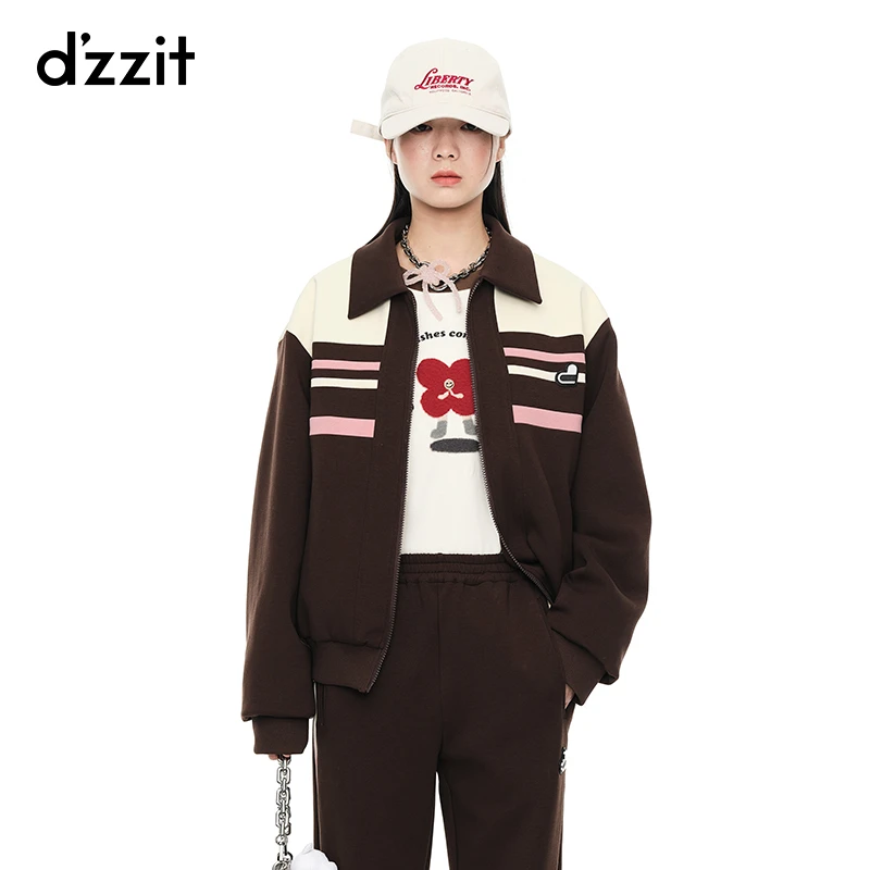 dzzit地素春秋时尚宽松休闲撞色梭织百搭夹克外套女3E1F401