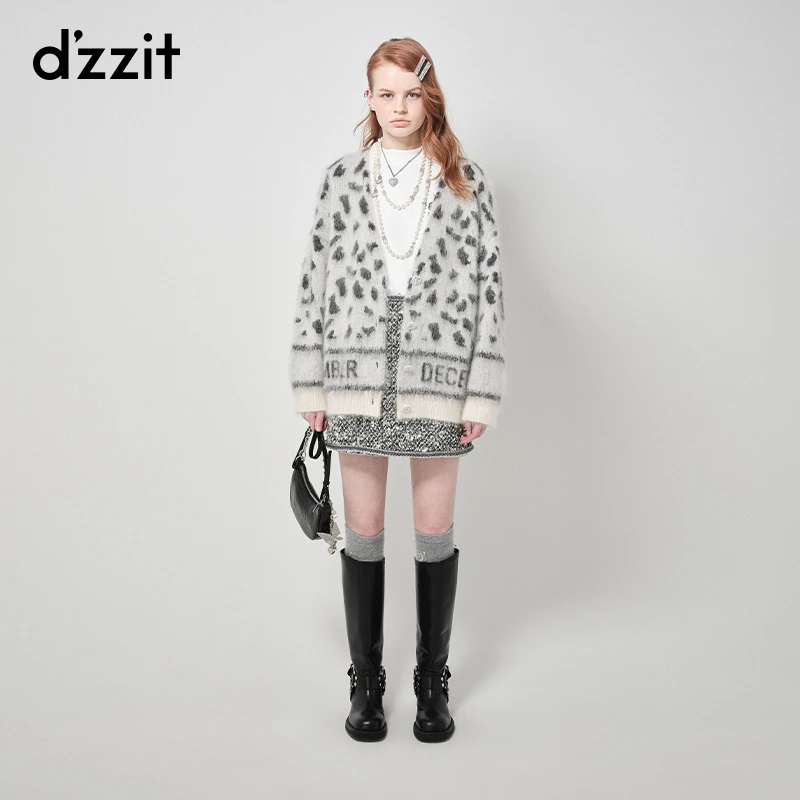 0009dzzit地素提花针织外套春秋慵懒宽松毛衣开衫女3I1E503