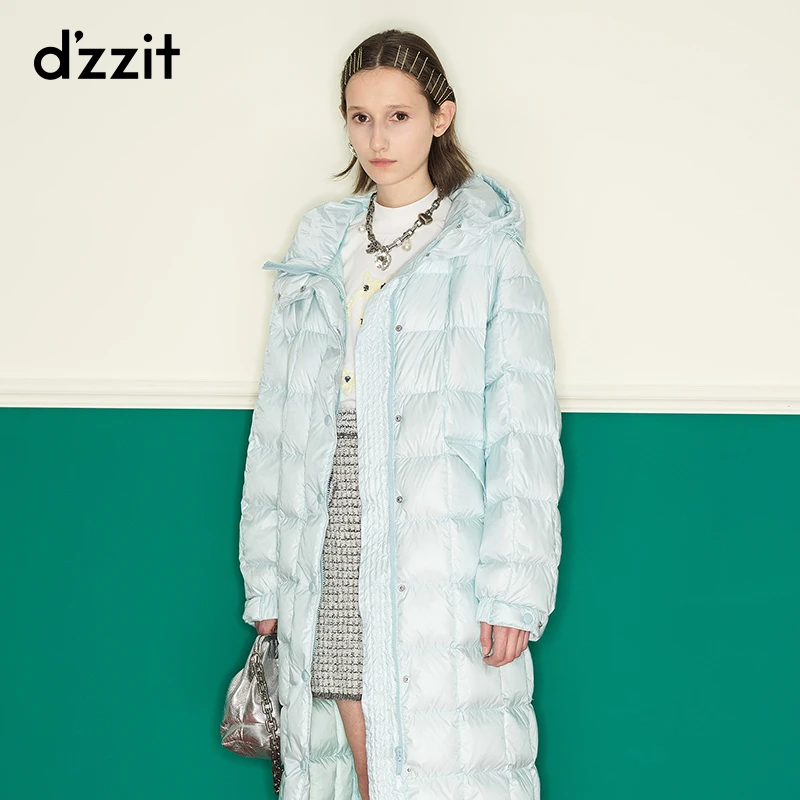 【热力感】dzzit地素春冬简约光泽感长款连帽泡芙羽绒服3E1K4011B