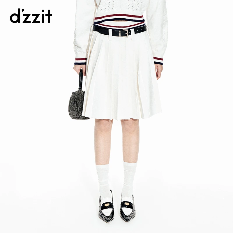 【DZ】明星同款dzzit地素学院风百褶裙时尚高腰针织半裙