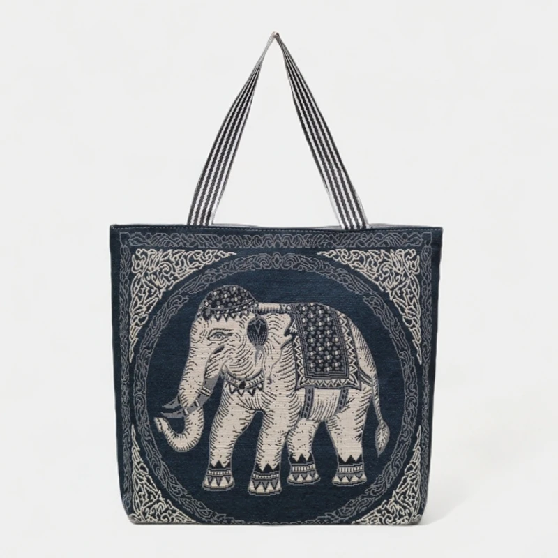 新款大象民族风包包卡通帆布包女士单肩大容量购物百搭韩版手提包