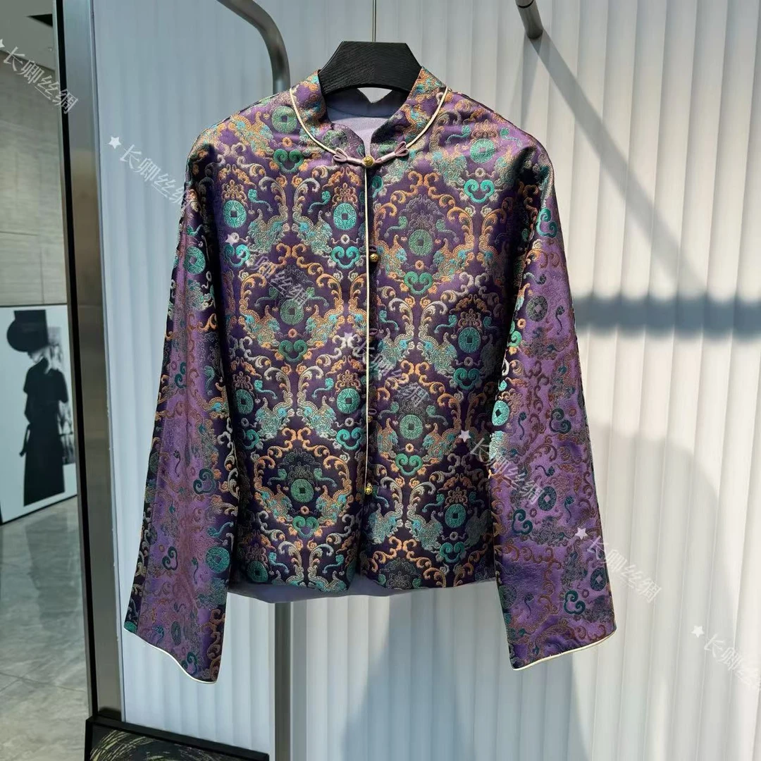 【倾云】原创设计师新中式双穿宋锦外套小衫百搭 60119