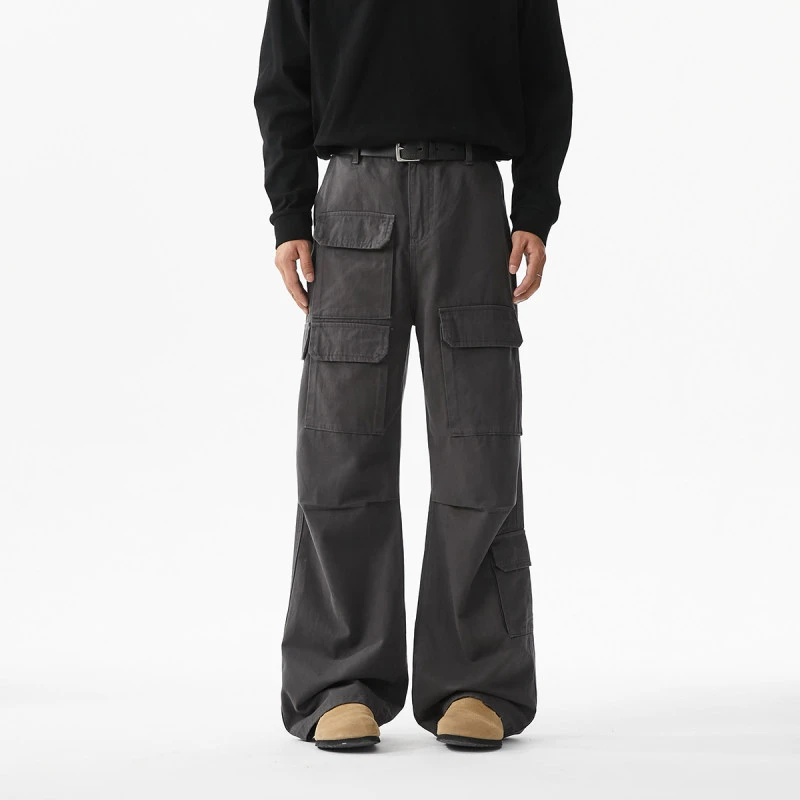 2025美式潮牌多口袋工装裤男春夏季宽松微喇休闲长裤子伞兵裤CK83