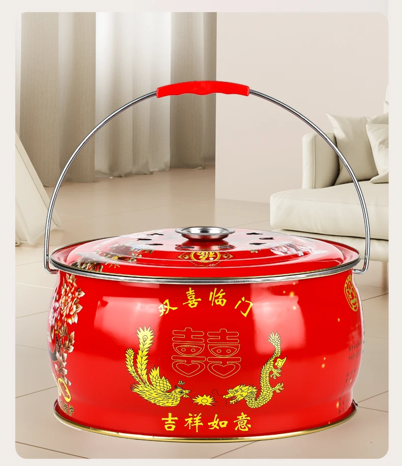 搬家乔迁新婚过火火盆木炭盆取暖炉喜字烧烤架子家用烤火盆烤火炉