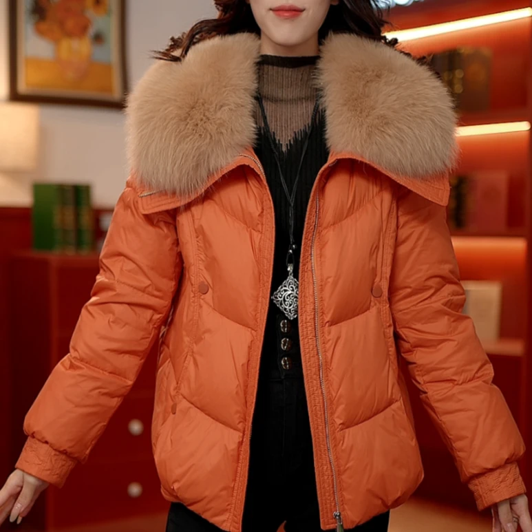 AQ 2024冬季新款高端大毛领羽绒服外套时尚