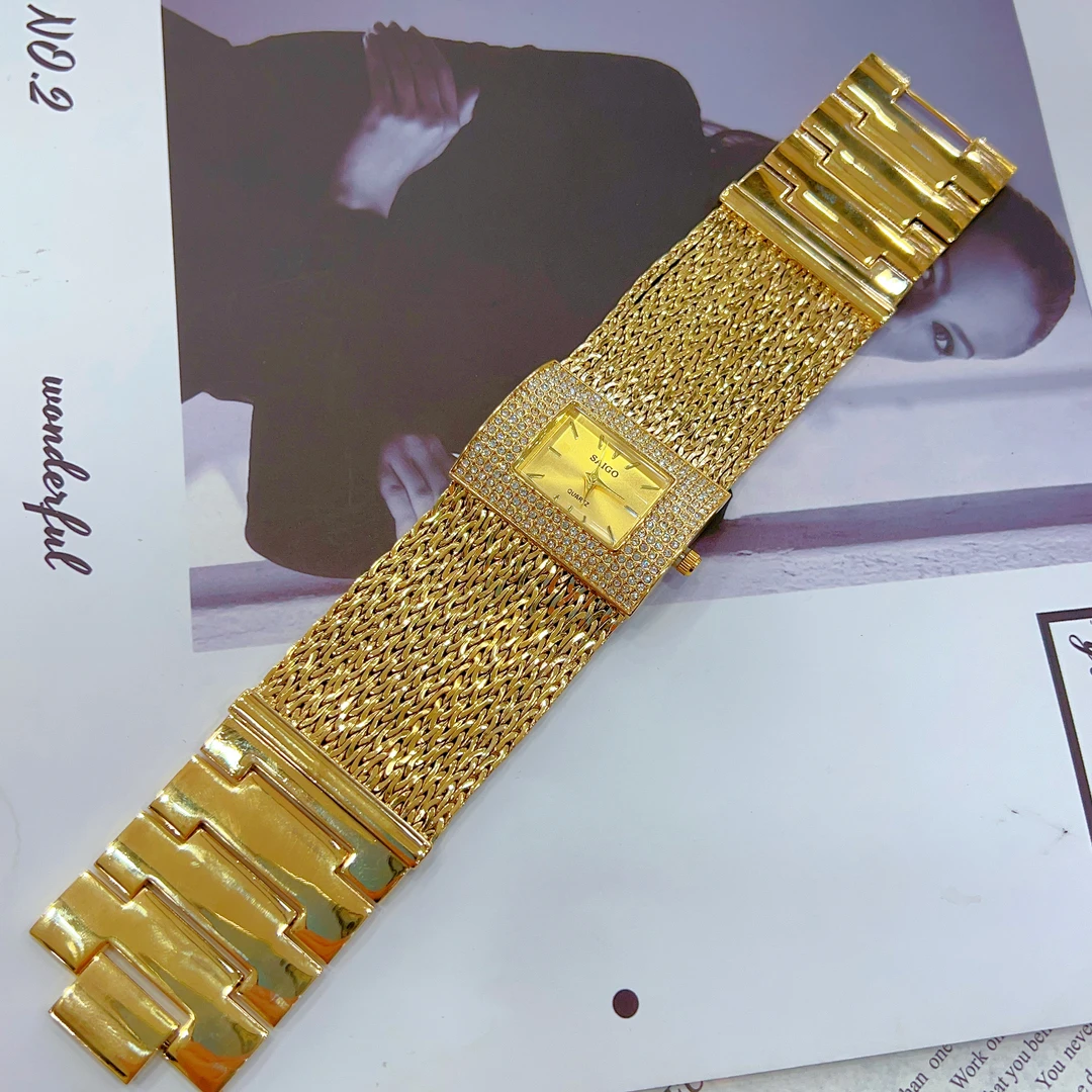 时尚新款方形防水防汗百搭腕表女士钛钢腕表个性