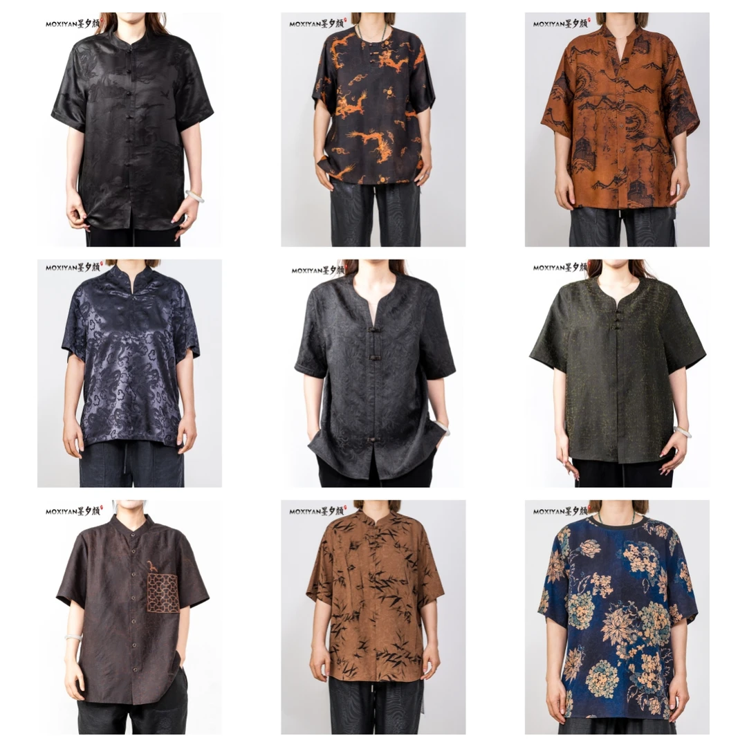 【墨夕颜青仓链接-衬衫】非遗顺德桑蚕丝新中式 断码孤品男装