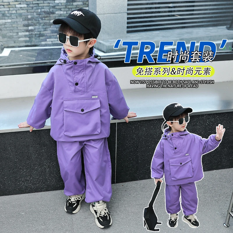 男童秋装套装2024新款韩版帅气儿童宝宝春秋冲锋衣外套运动服衣服