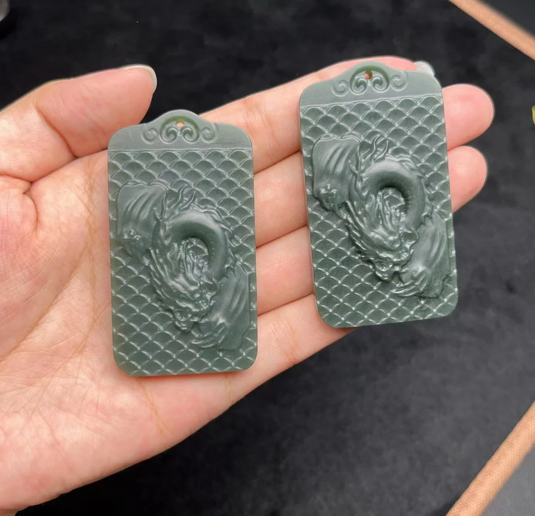 翡昱-SH20-9220-和田玉龙牌吊坠绑绳-多样性发其一C