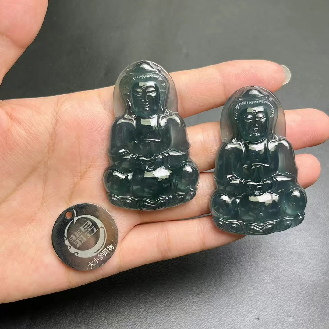 翡昱-N9-20871-天然A货翡翠观音吊坠-多样性发其一D