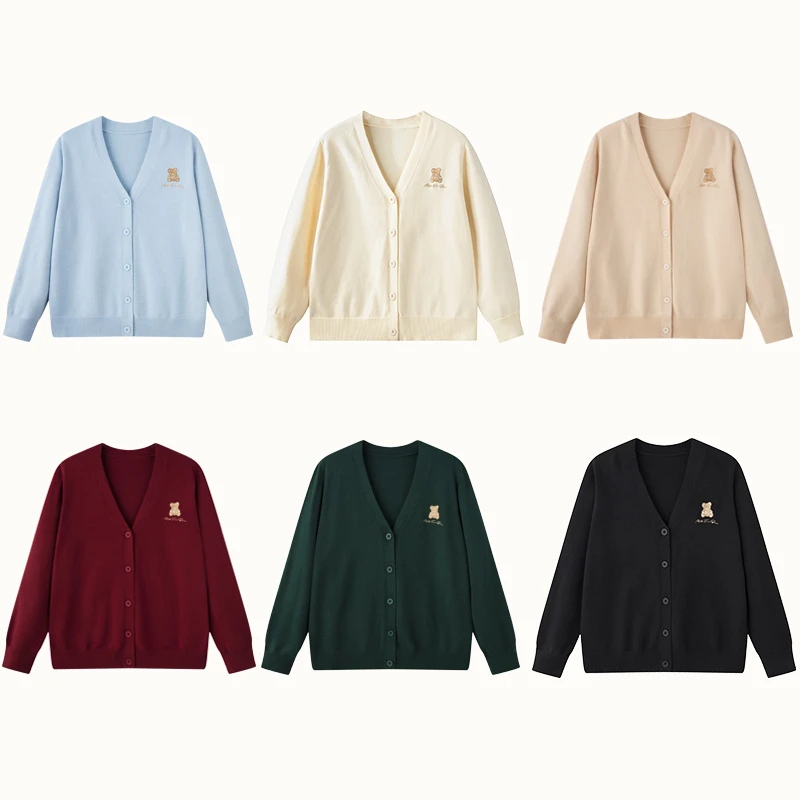 【直播福利】LT STUDIO辣条大码  百搭刺绣小熊针织开衫 圆领/V领