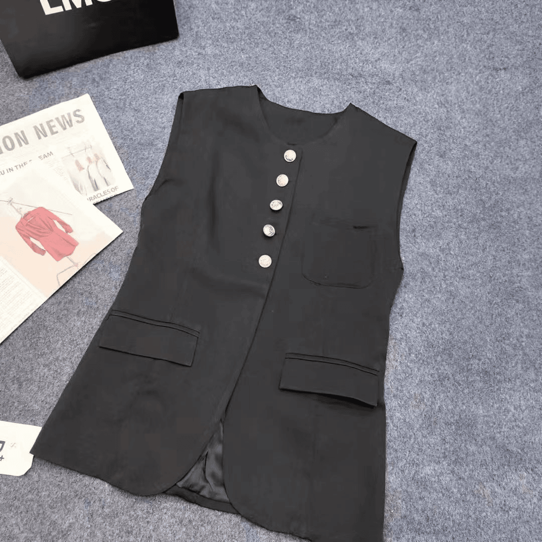 66791欧货网红时尚金扣百搭气质马甲