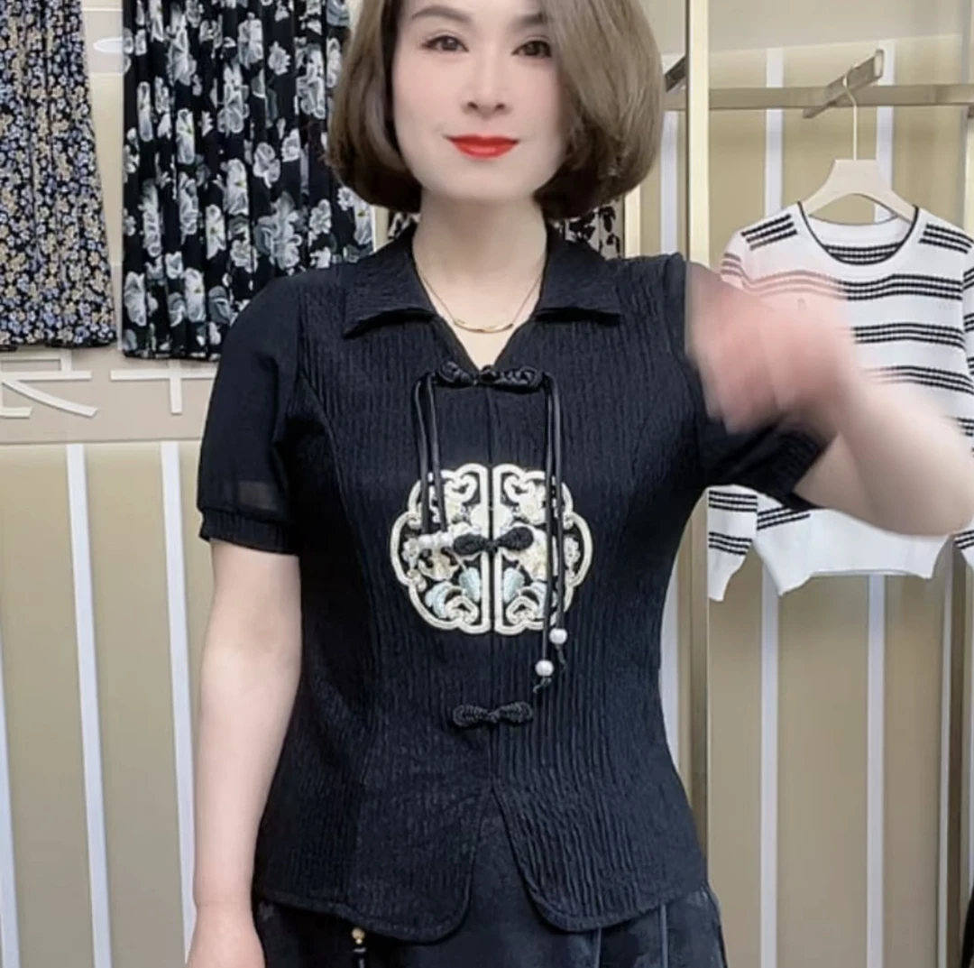 8833中式国风盘口打底衫时尚气质显瘦