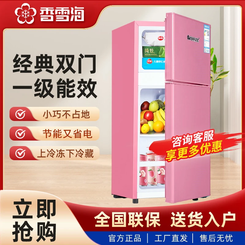 香雪海网红立式小冰箱家用电冰箱双开门复古冷冻冷藏租房节能冰箱