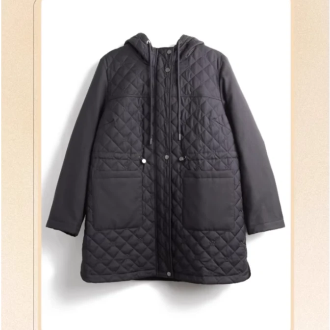 胖太太大码女装秋冬季新品蓝色韩版纳格连帽薄棉服保暖823401311