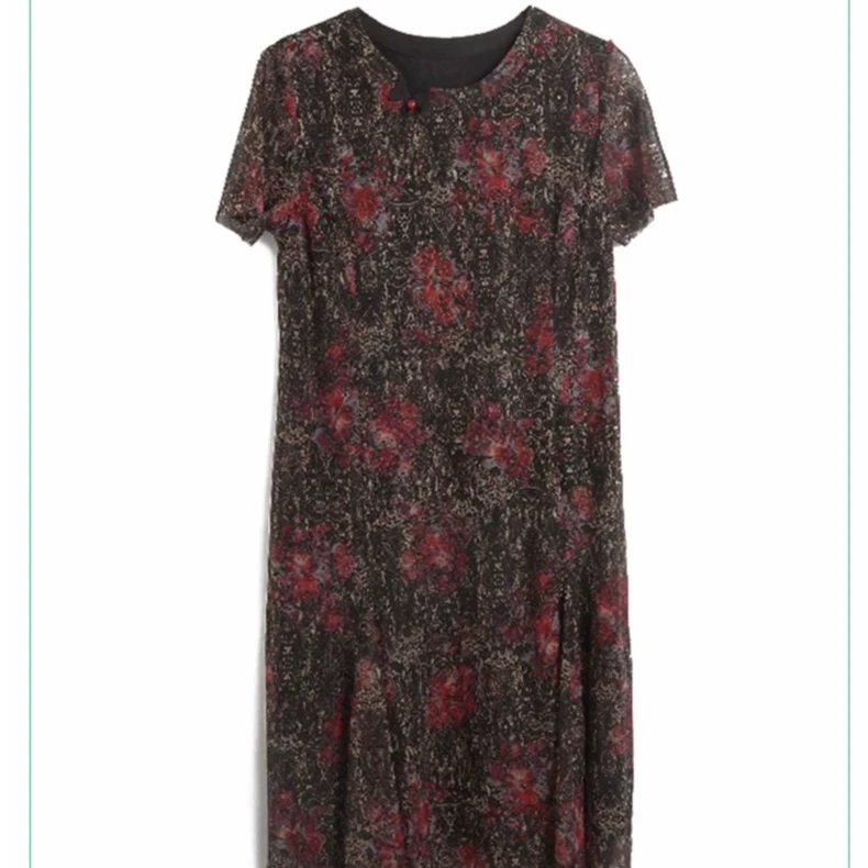 胖太太胖太太夏季新品时尚短袖碎花宽松显瘦连衣裙821209240