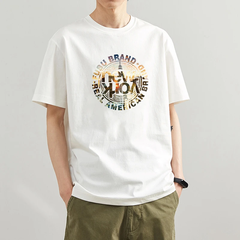 重磅纯棉T恤短袖夏季潮牌百搭潮流ins宽松圆领印花短袖T恤-YOKE