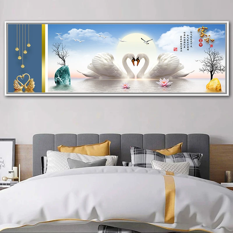 卧室床头自粘贴画房间背景壁画现代简约主卧装饰画