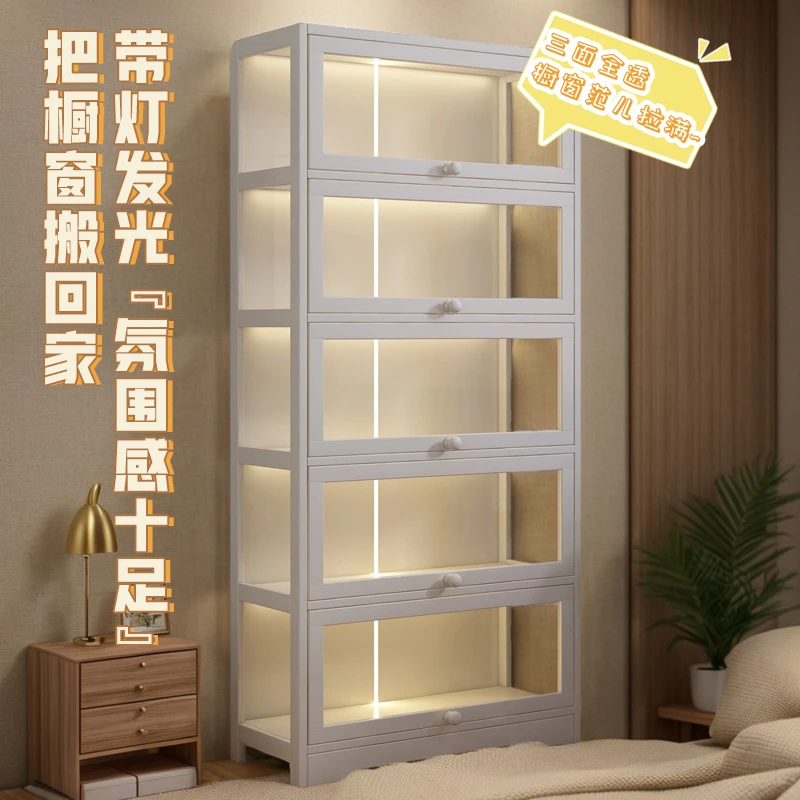 亚克力手办展示柜家用带led灯乐高泡泡玛特展示盲盒收纳置物架子