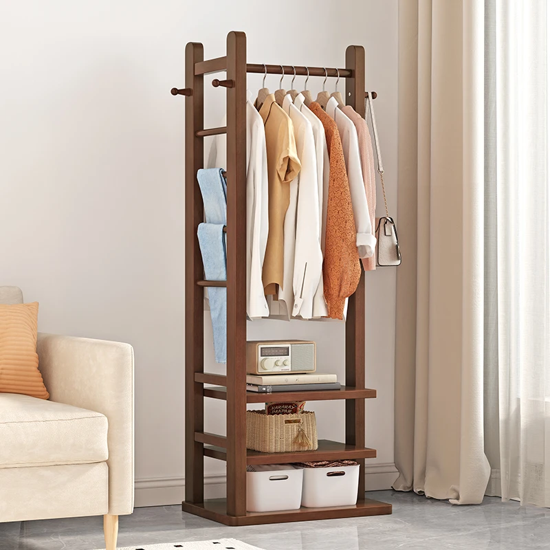 纯实木衣帽架落地衣架收纳架客厅简易立式挂衣架子卧室衣服置物架