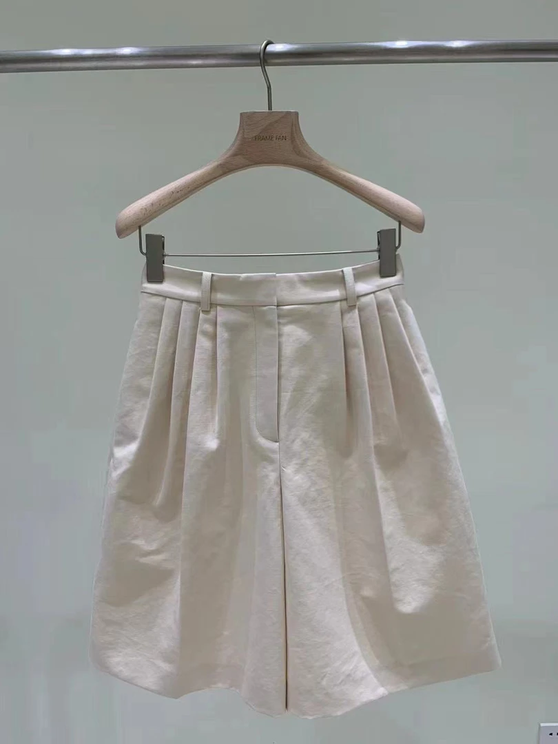 fan宽松阔腿A字型短裤白色裤子高腰时尚休闲简约女士显瘦纯色