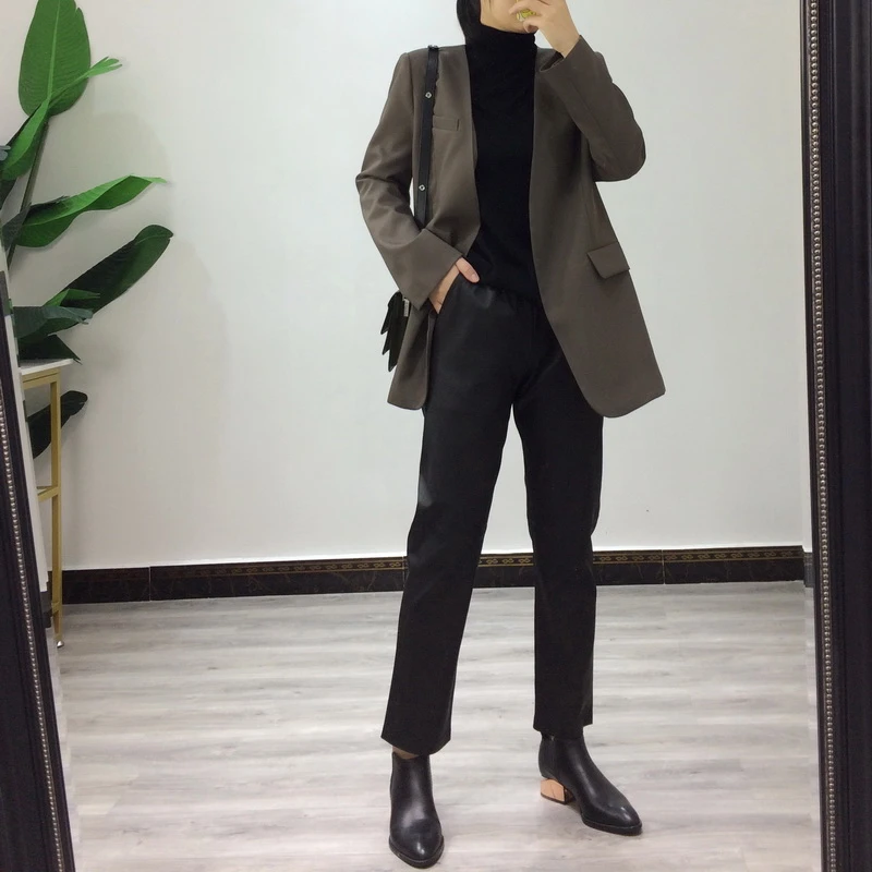 福利福利TR净色羊毛休闲西装外套春秋气质时尚百搭商务