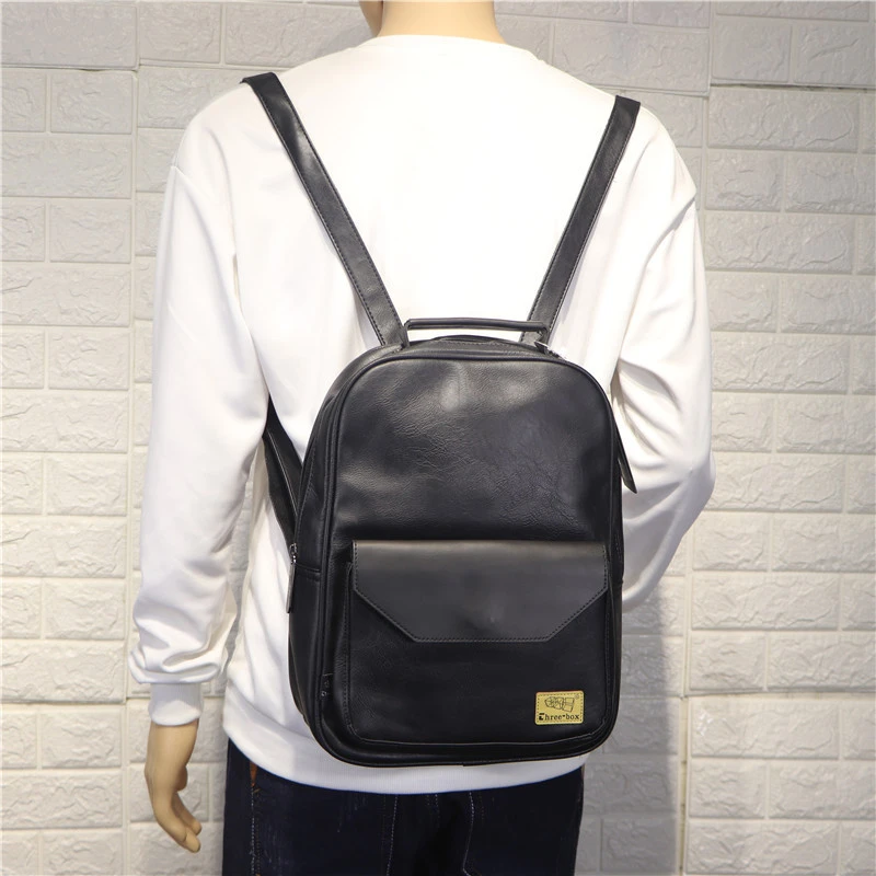 threebox日系男士双肩包潮流背包复古男女旅行包时尚学生书包