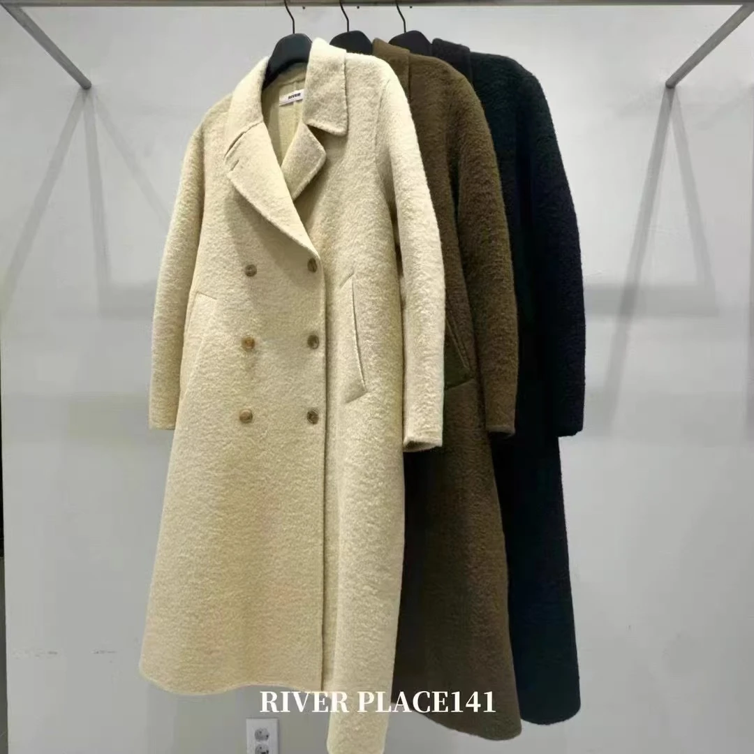 东大门W双排扣长款大衣/NO退换