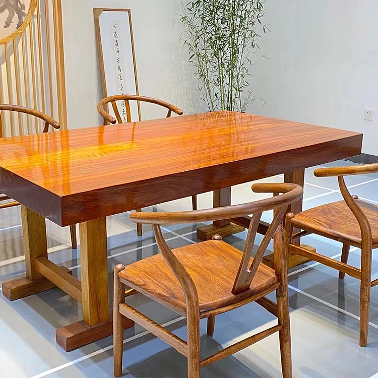 奥坎黑黄檀木实木大板茶桌原木大板茶台新中式茶桌餐桌会议桌