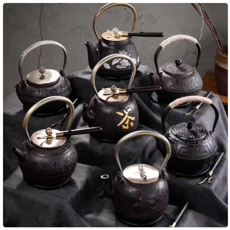 沙铁壶工艺品摆件100以上简约复古大容量日式锤纹创意壶垫煮水...