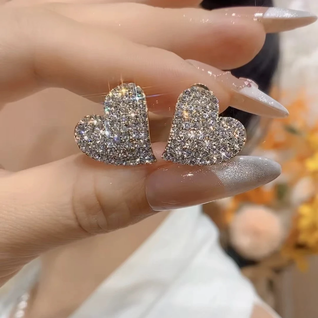 铜合金耳饰 气质轻奢时尚百搭简约精致满钻素款C02