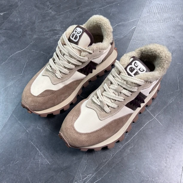 真皮运动鞋潮流百搭老爹鞋休闲鞋加绒板鞋真皮厚底保暖冬季拼色