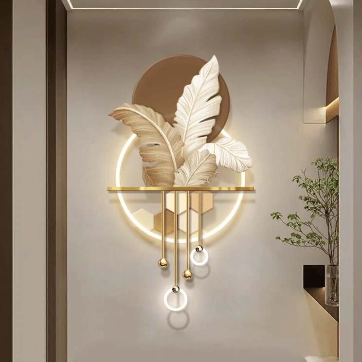 家大业大玄关装饰画高级感过道走廊尽头挂画立体轻奢发光壁灯画