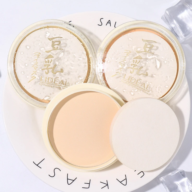 灵点豆乳粉饼学生平价定妆持久磨皮大白饼隐形毛孔干湿两用不脱妆