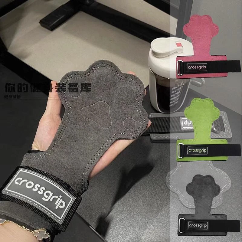 crossgrip伽满猫爪护掌助力带硬拉牛皮手套哑铃杠铃健身