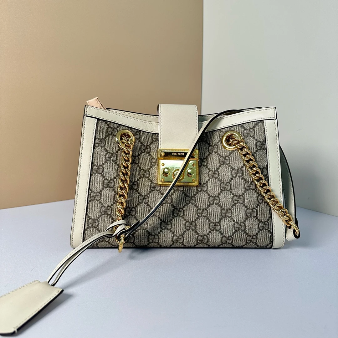95新 GUCCI/古驰 白色padlock月光宝盒【七宝中古】JM